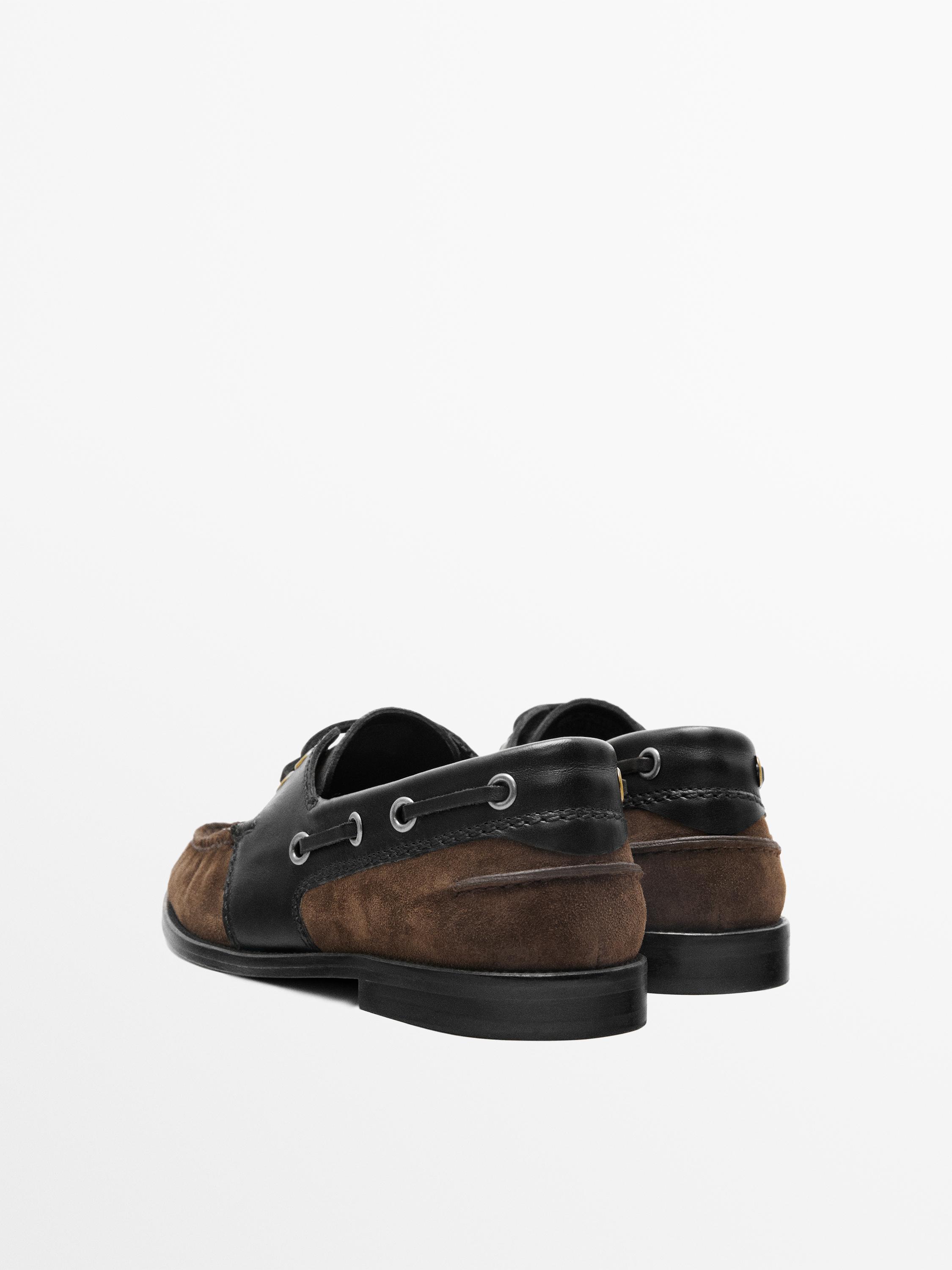 Mocassins bateau cuir combinés